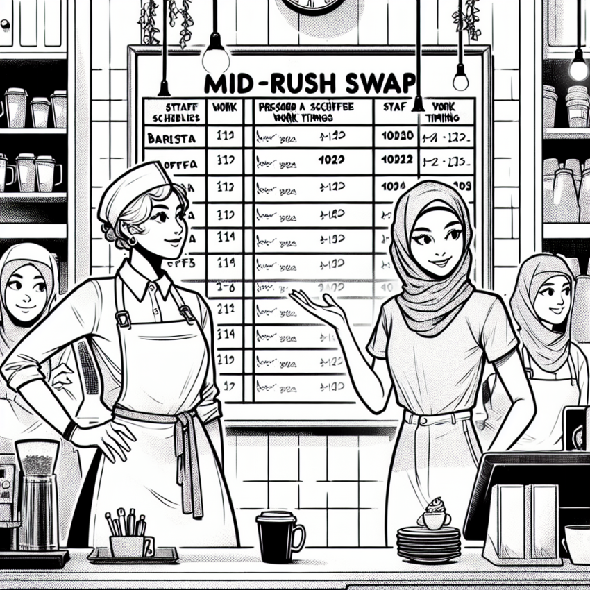 A barista proposes a mid-rush swap board that streamlines scheduling, eases stress and boosts staff morale and retention.